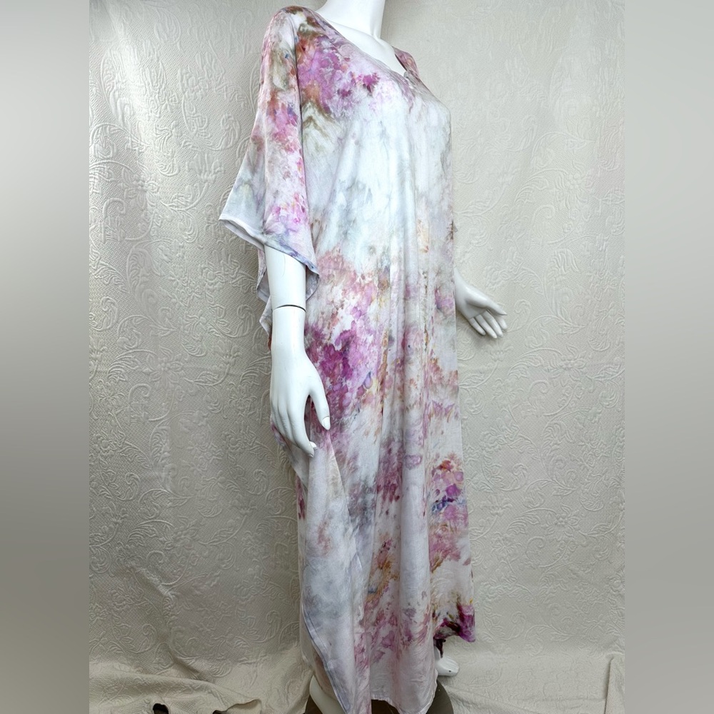 Lily Bloom Ice Dyed Caftan Pink Peach Blue Yellow View 5